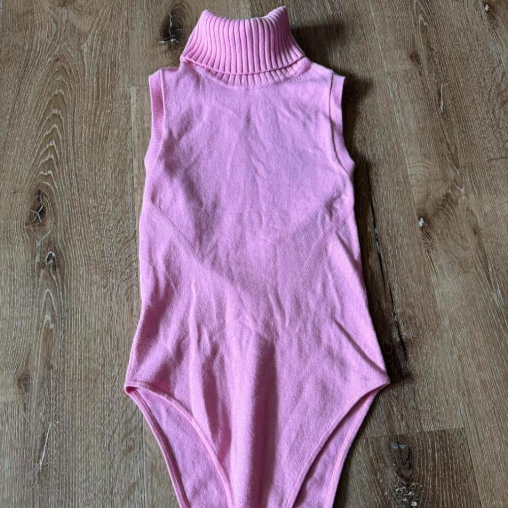 Everlane Pink Cotton–Merino Wool Turtleneck Bodysuit Size XS‎